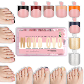 NOVO OVO Colourful French Tip Toe Nail Tips assorted colours front view
