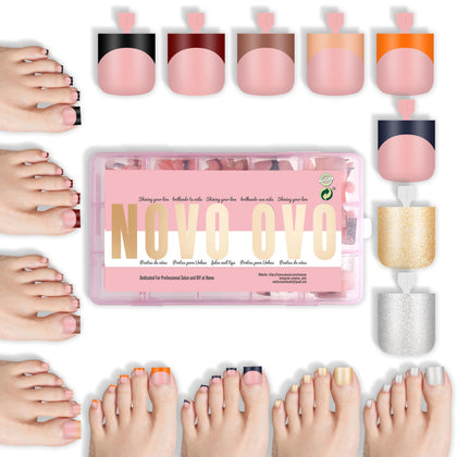 NOVO OVO Colourful French Tip Toe Nail Tips assorted colours front view