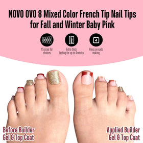 NOVO OVO Colourful French Tip Toe Nail Tips in Dark Blue