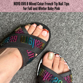 NOVO OVO Colourful French Tip Toe Nail Tips packaging and contents