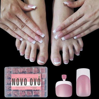 NOVO OVO French Tip Nail Tips Set in Berry Pink, front view