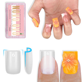 NOVO OVO Sharp Square Short Nail Tips front view with clear finish