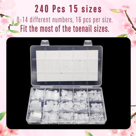 NOVO OVO Sharp Square Toe Nail Tips displayed with nail art tools