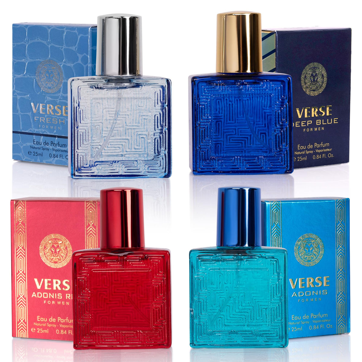 NovoGlow Verse Mini Fragrance Gift Set front view with four 25ml bottles