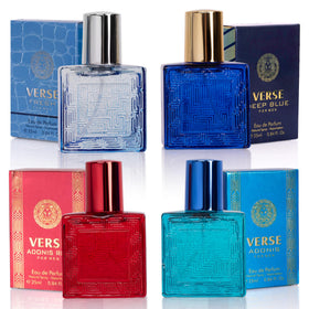 NovoGlow Verse Mini Fragrance Gift Set front view with four 25ml bottles