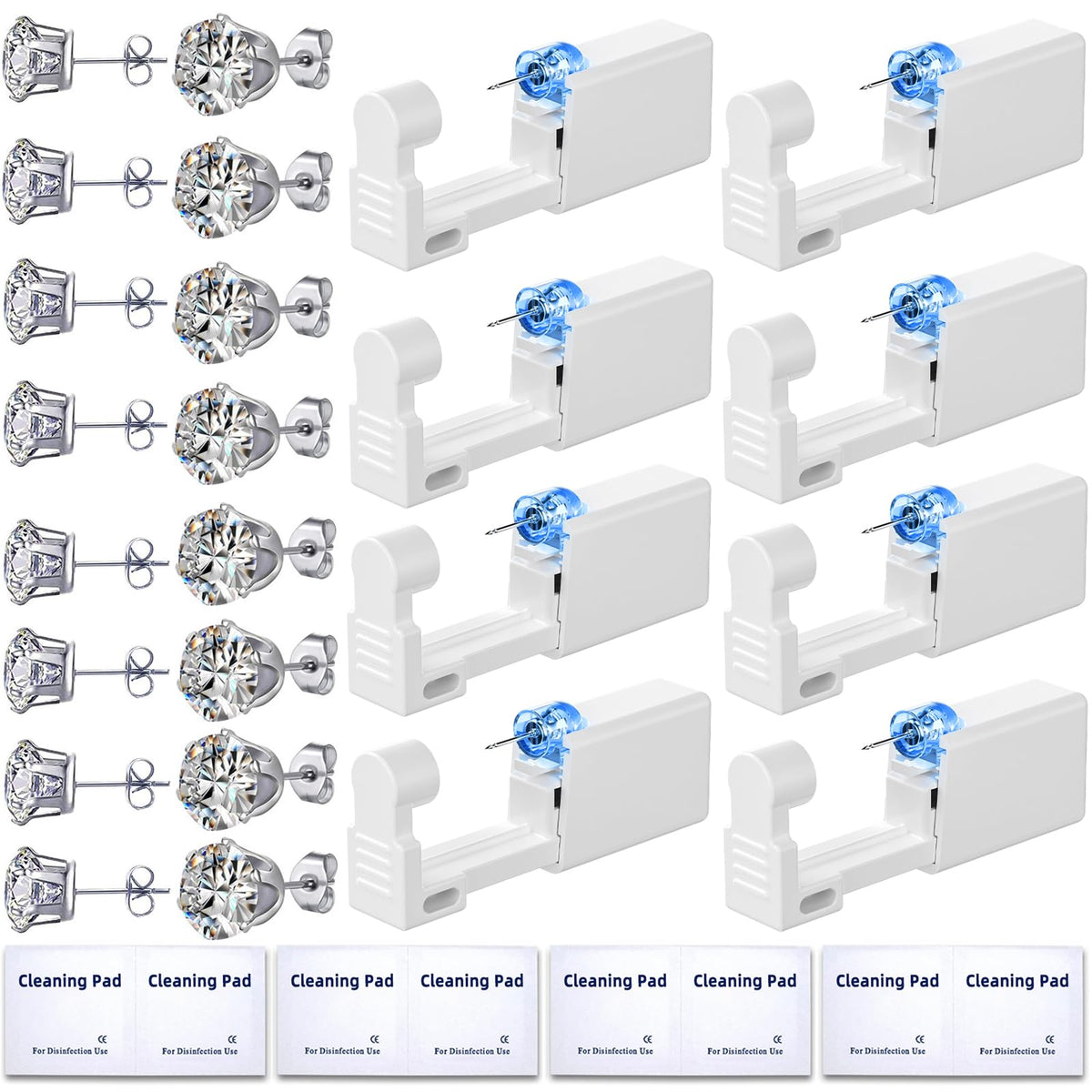 Novopiercing Ear Piercing Kit 24 Pcs with 8 guns and earrings