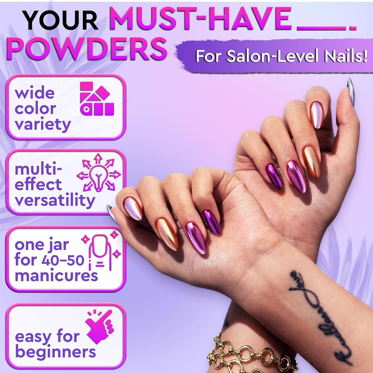 Novsix chrome nail powder set packaging display