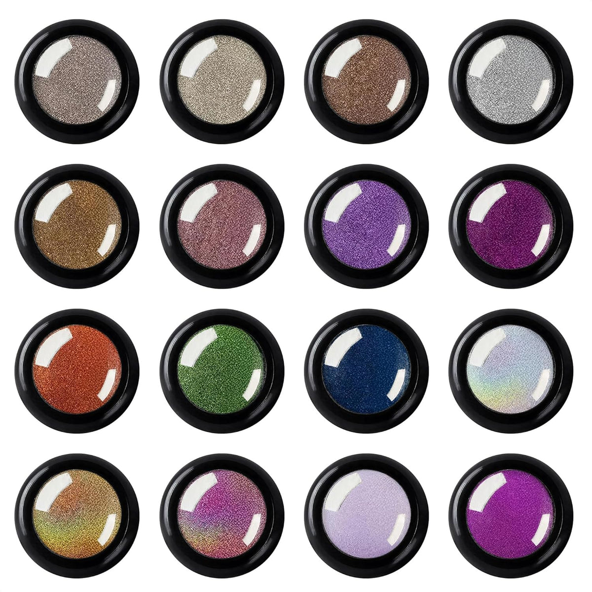 Novsix Chrome Nail Powder Set with 16 jars in various colours