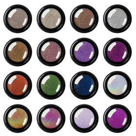 Novsix Chrome Nail Powder Set with 16 jars in various colours