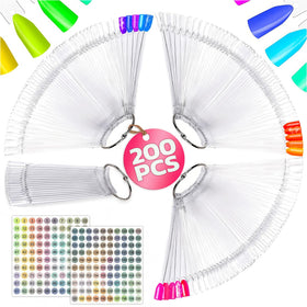 Novsix Nail Swatch Sticks 200 Pcs with metal ring and number stickers