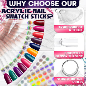 Novsix nail swatch sticks arranged on a table for easy access