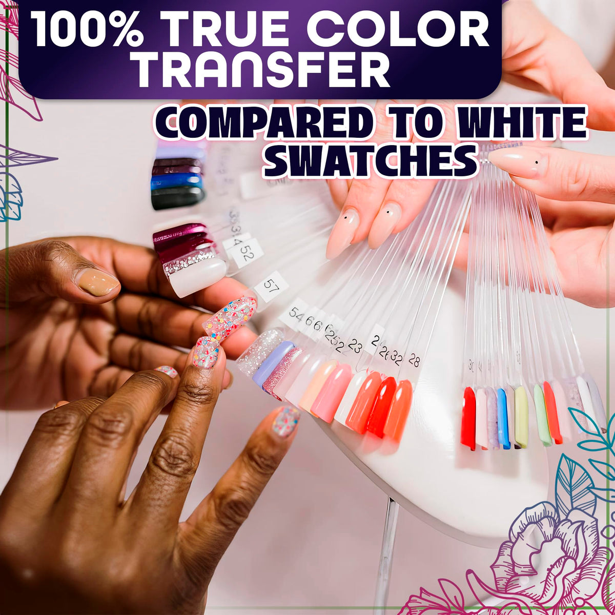 Novsix Nail Swatch Sticks displayed with nail polish bottles