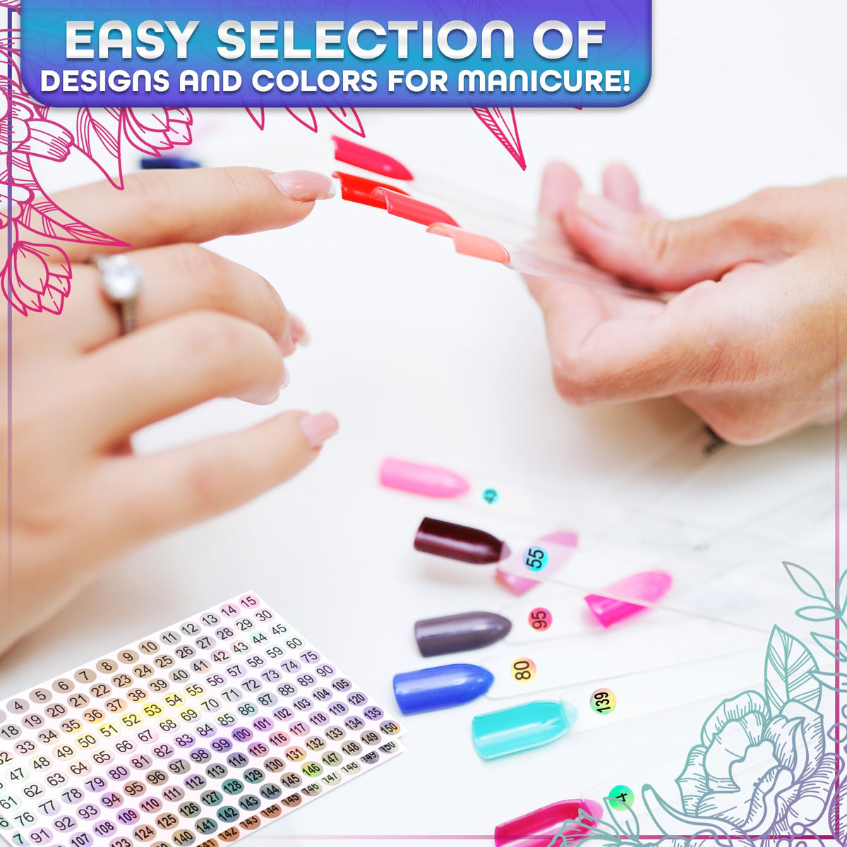 Novsix Nail Swatch Sticks with vibrant nail polish samples