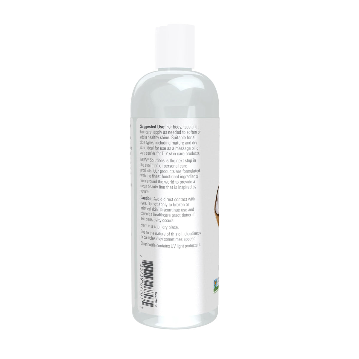 NOW Foods Liquid Coconut Oil side view showing bottle design