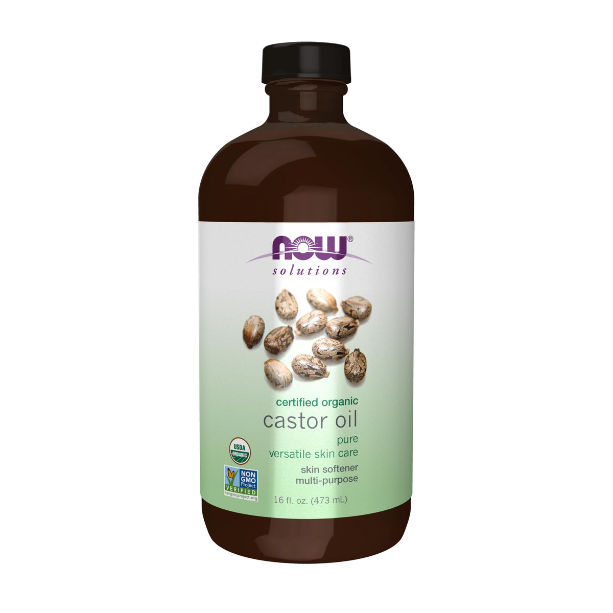NOW Foods Organic Castor Oil 16 fl. oz front view