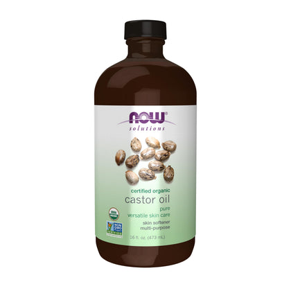 NOW Foods Organic Castor Oil 16 fl. oz front view