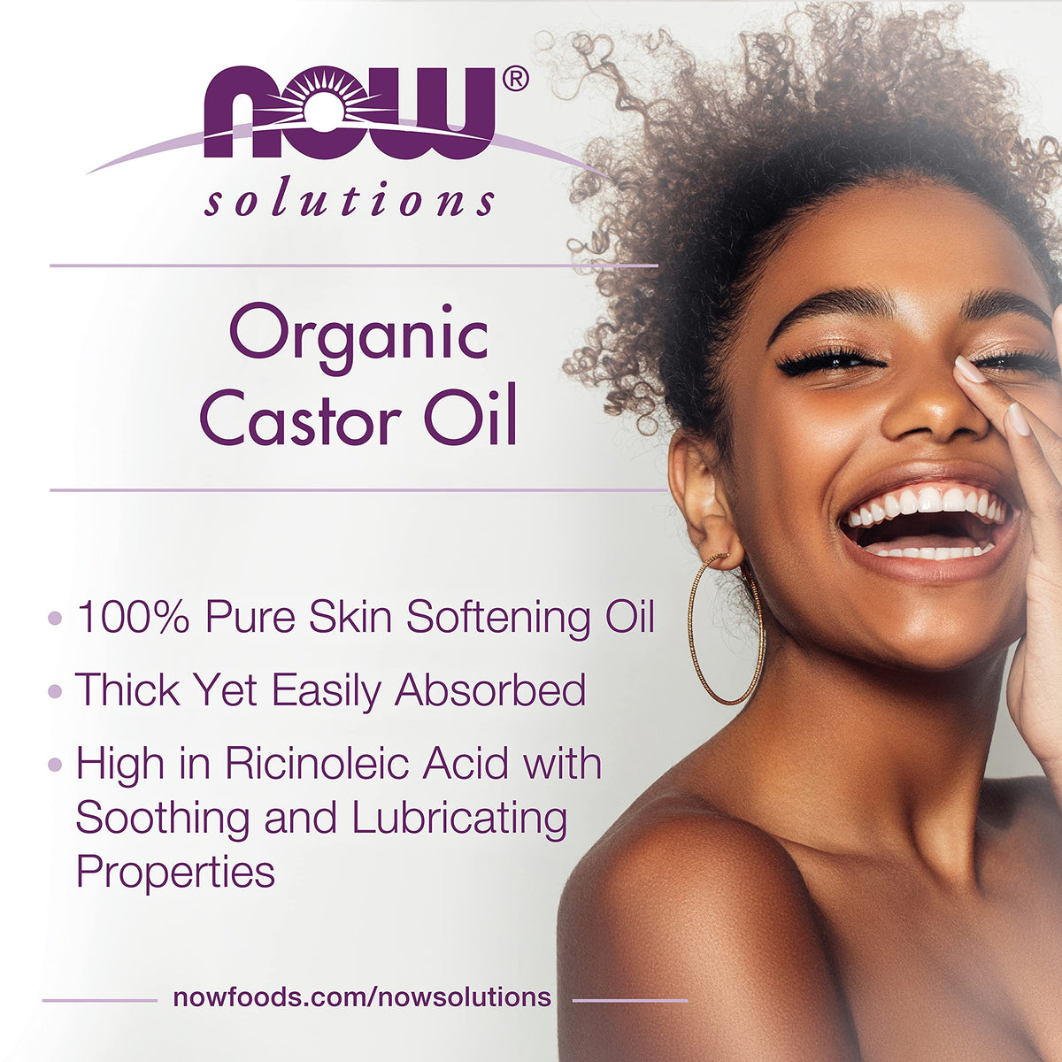 NOW Foods Organic Castor Oil 16 fl. oz with dropper