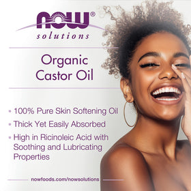 NOW Foods Organic Castor Oil 16 fl. oz with dropper