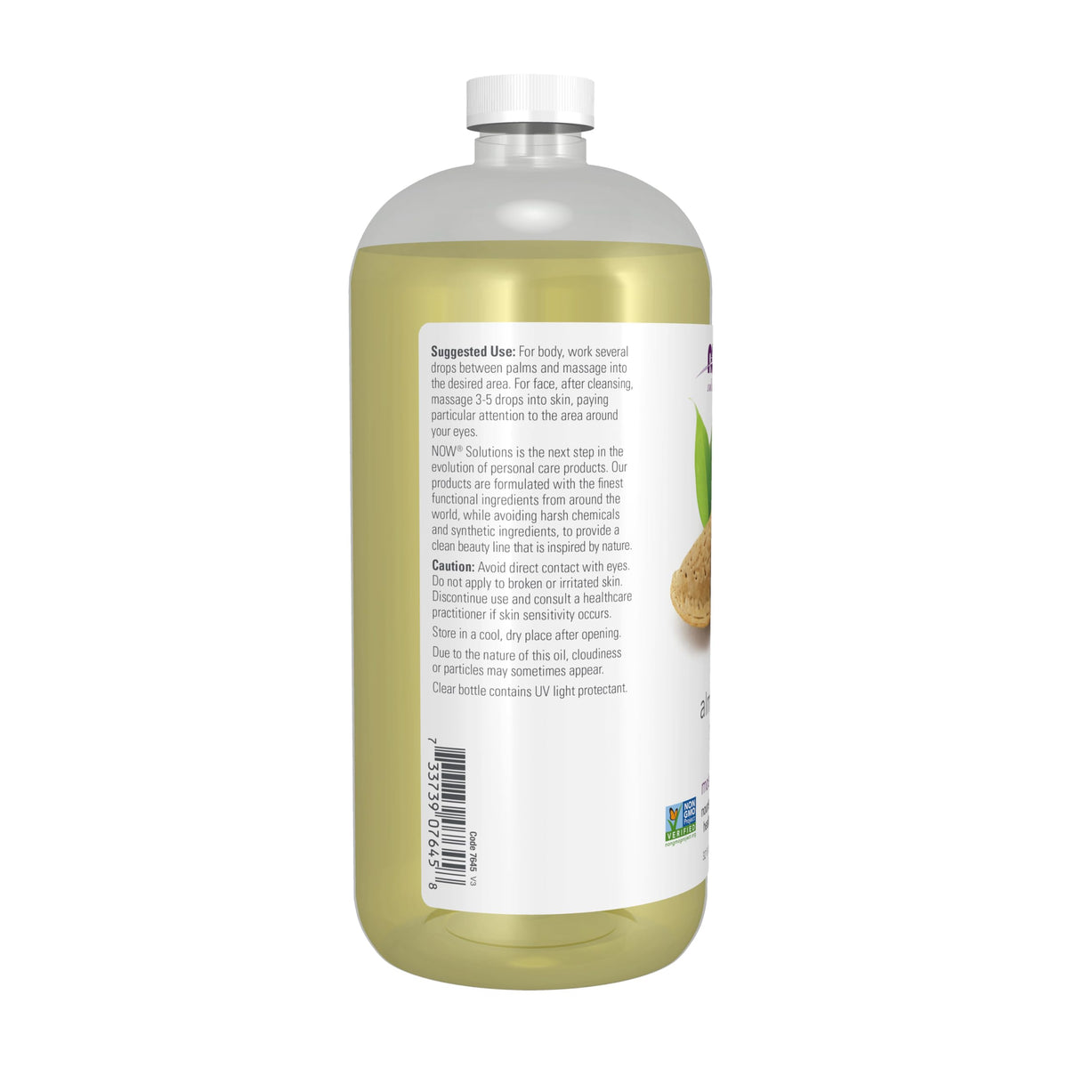 NOW Foods Sweet Almond Oil packaging close-up
