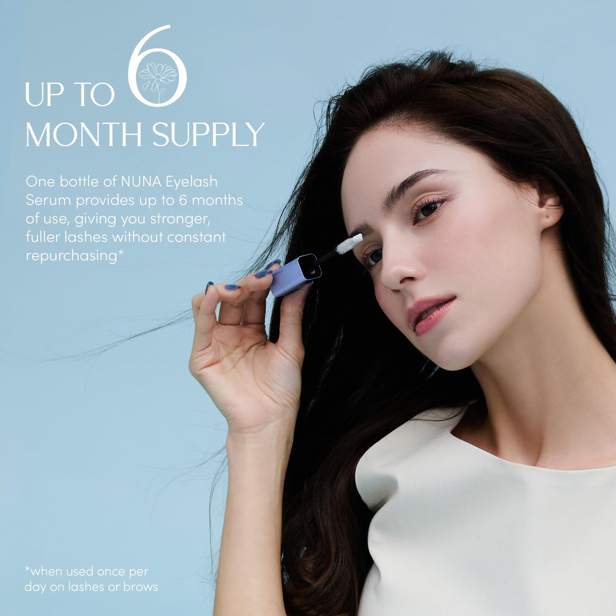 NUNA Eyelash Growth Support Serum in use on eyelashes