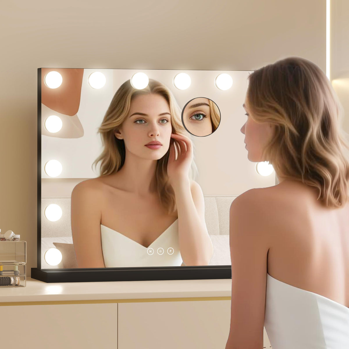 NUSVAN Vanity Mirror side view showing touch control