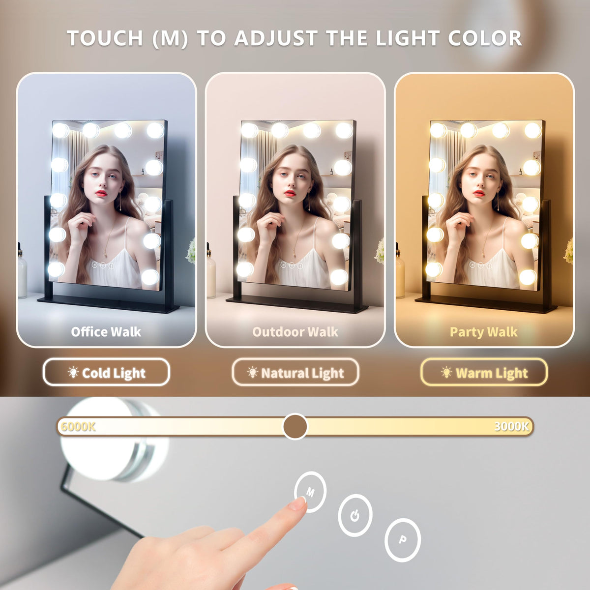 NUSVAN Vanity Mirror with detachable 10X magnifying mirror