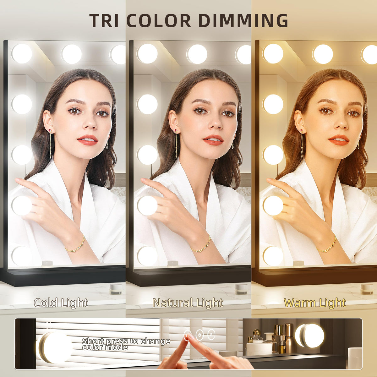 NUSVAN Vanity Mirror with detachable 10X magnifying mirror