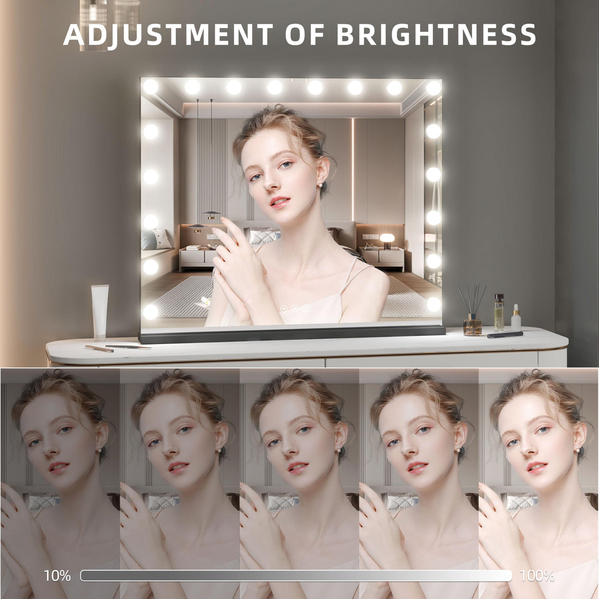 NUSVAN Vanity Mirror with detachable 10X magnifying mirror
