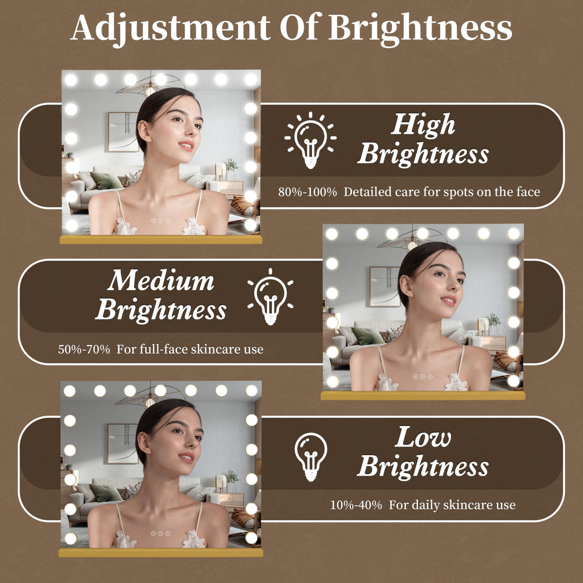 NUSVAN Vanity Mirror with detachable 10X magnifying mirror