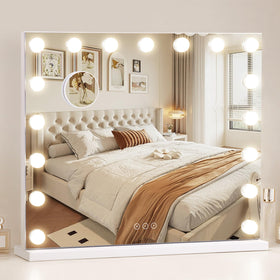 NUSVAN Vanity Mirror with Lights front view showing 17 LED bulbs
