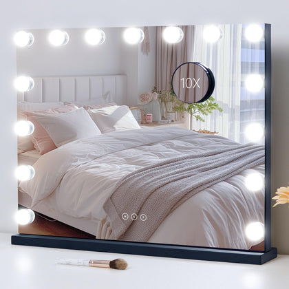 NUSVAN Vanity Mirror with Lights front view with 15 LED bulbs