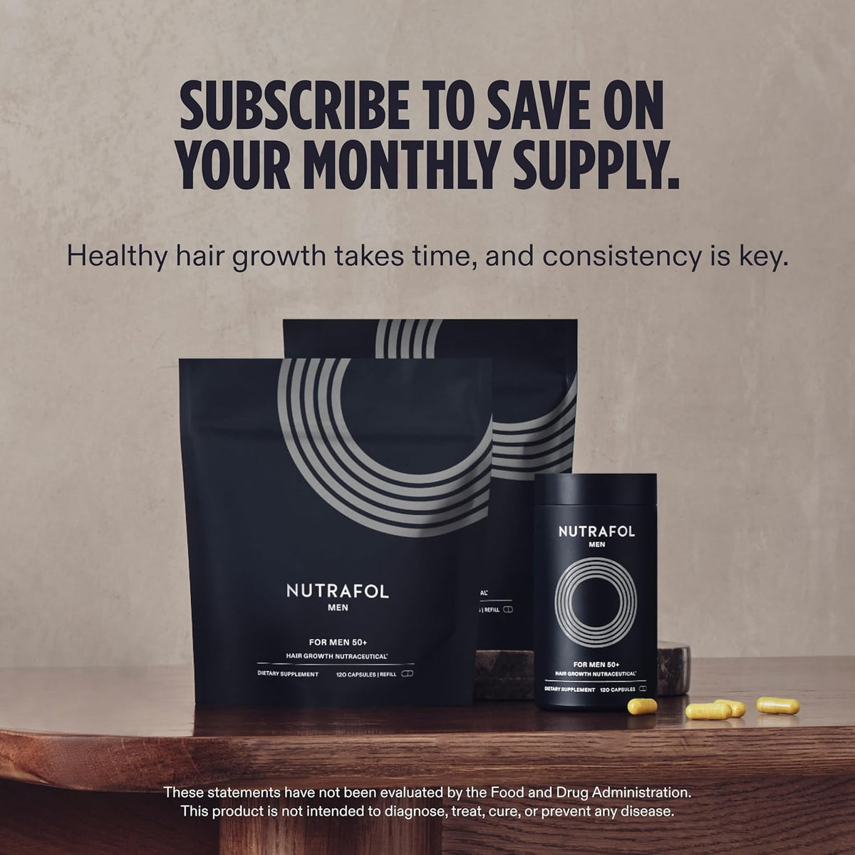 Nutrafol Men 50+ Hair Growth Supplements packaging details