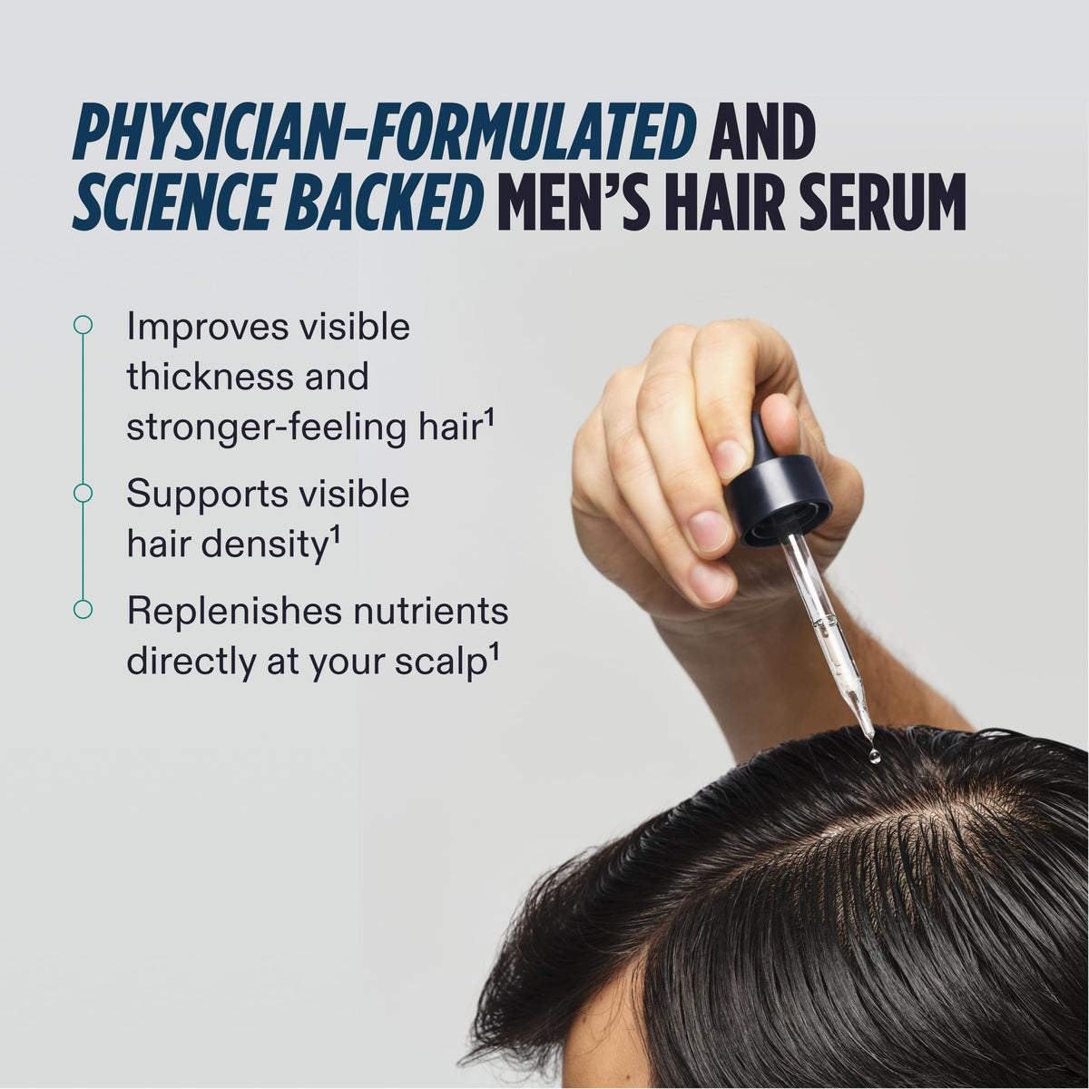 Nutrafol Men's Hair Serum application on scalp