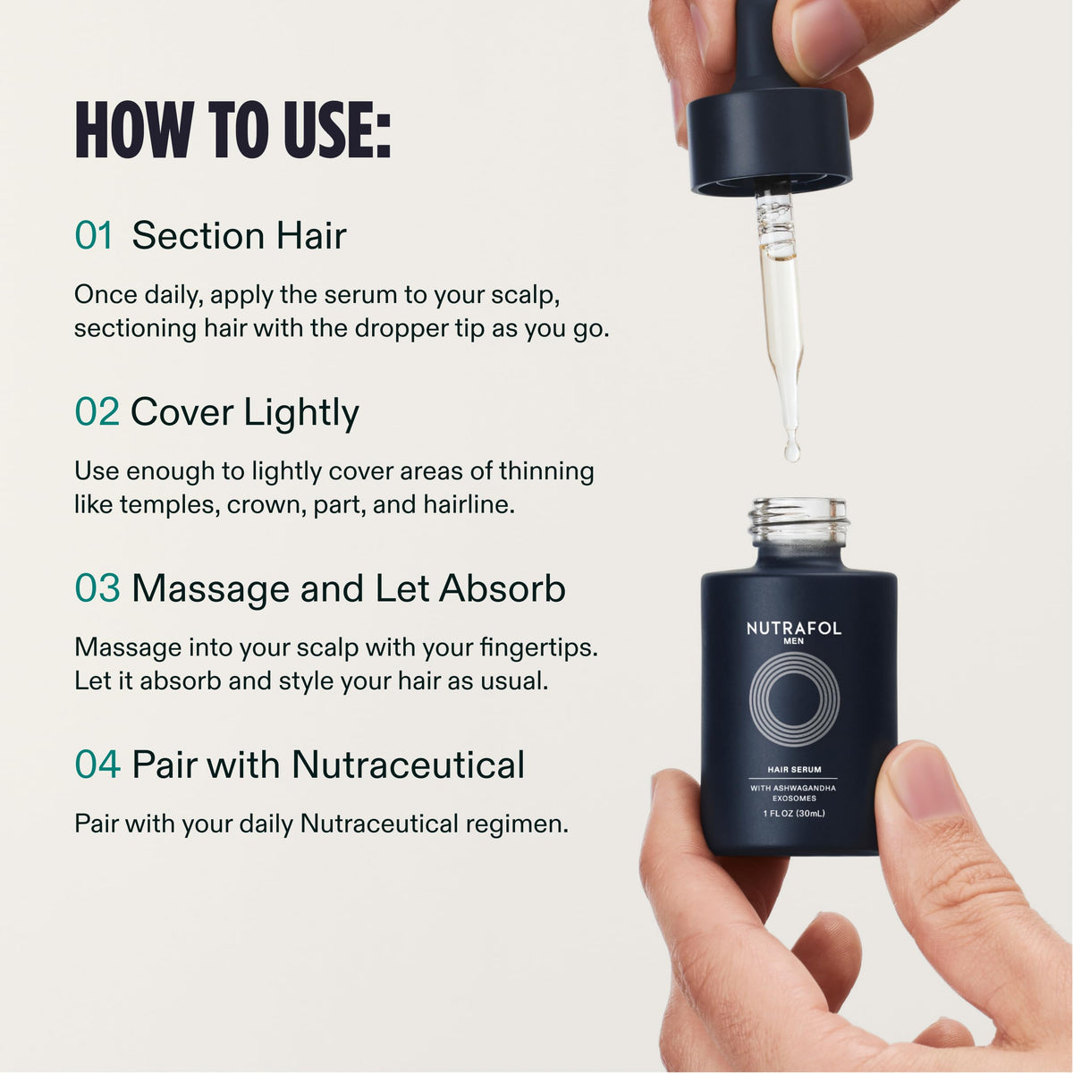 Nutrafol Men's Hair Serum dropper close-up