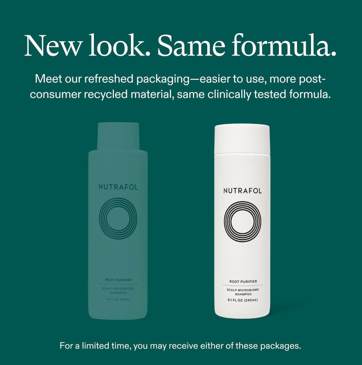 Nutrafol shampoo bottle with label details