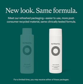 Nutrafol shampoo bottle with label details