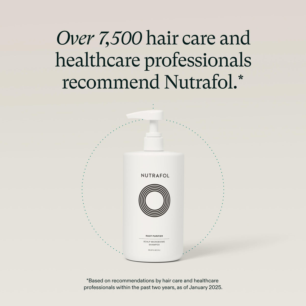 Nutrafol shampoo bottle with pump applicator