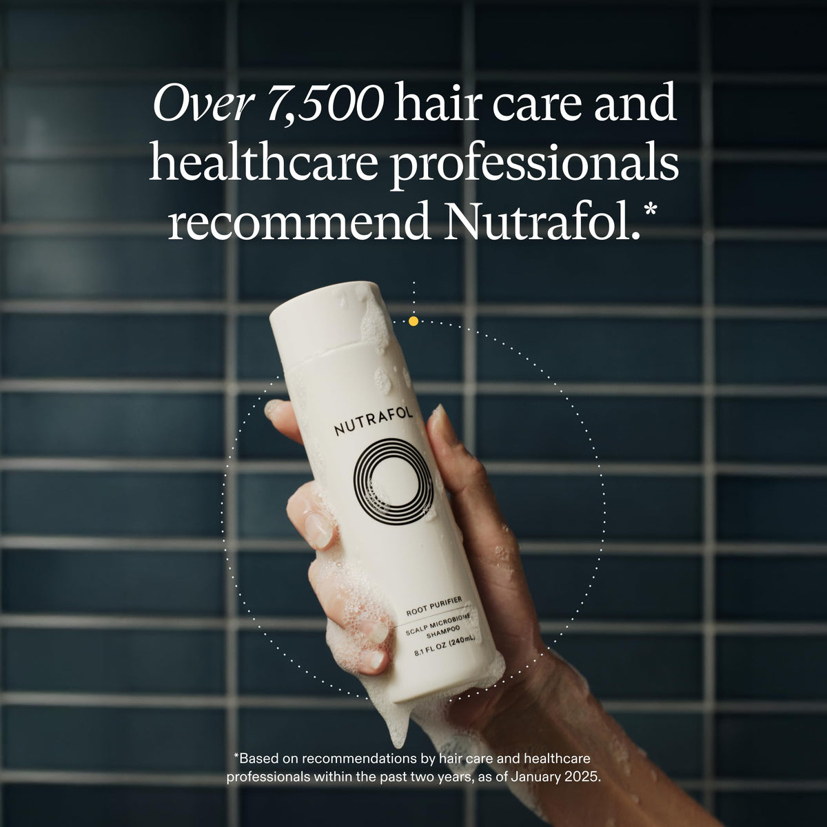 Nutrafol shampoo showing texture on hand
