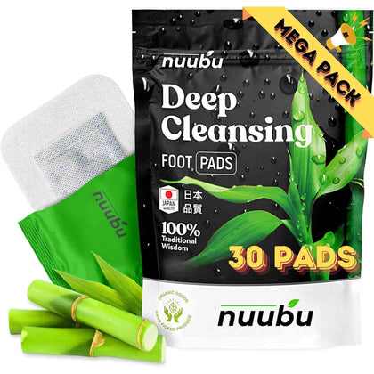 Nuubu Foot Pads 30 pack front view with natural herbal ingredients