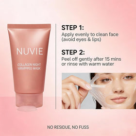 Nuvie Collagen Mask in bathroom setting