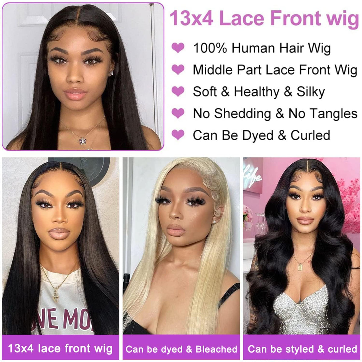 NVL Lace Front Wig 24 Inch with natural black colour