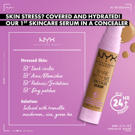NYX Bare With Me Concealer Serum packaging with ingredients listed