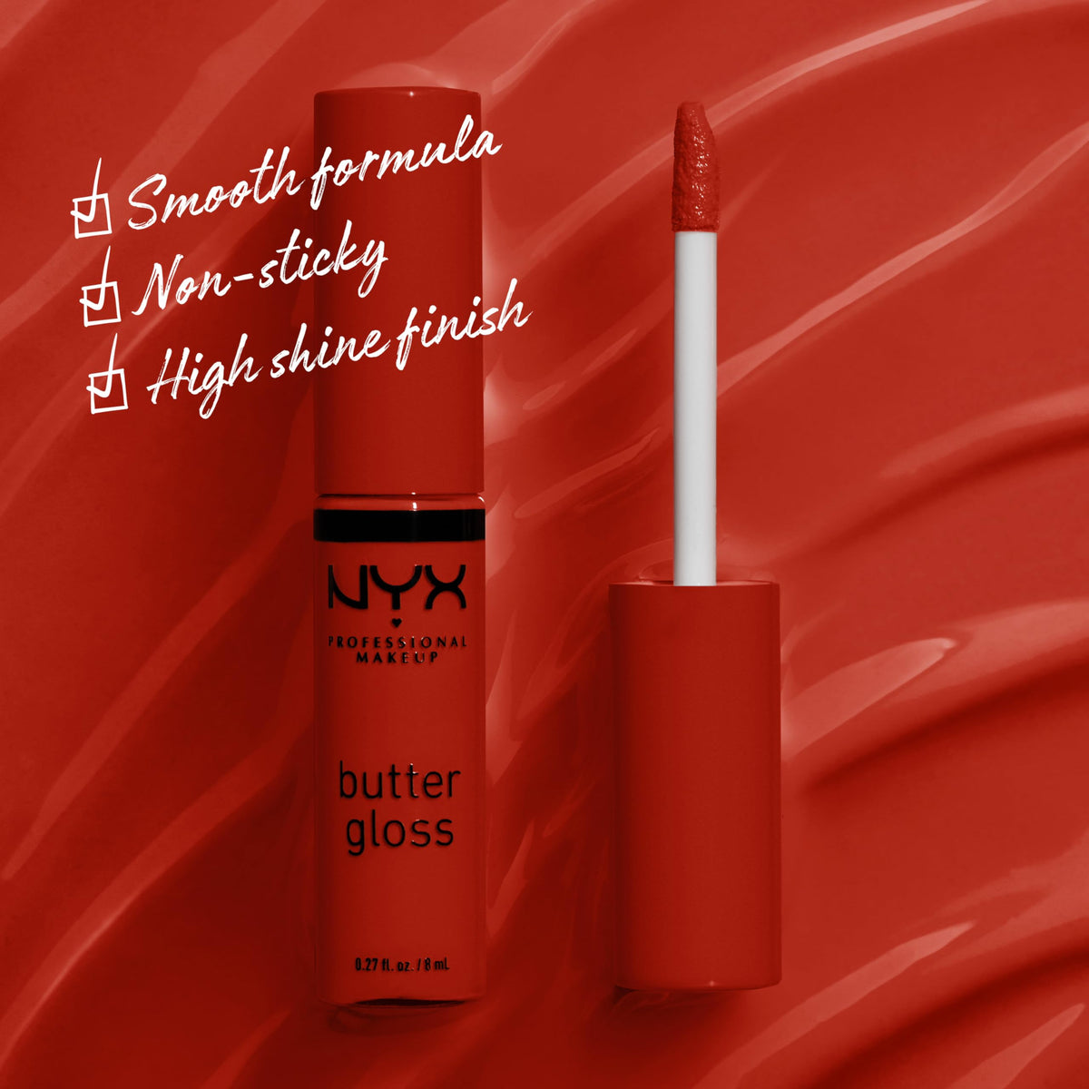 NYX Butter Gloss Apple Crisp applicator close-up