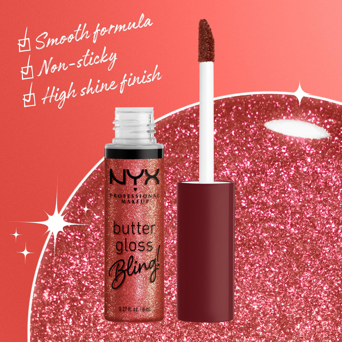 NYX Butter Gloss Bling Lip Gloss Big Spender swatch on skin