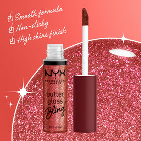 NYX Butter Gloss Bling Lip Gloss Big Spender swatch on skin
