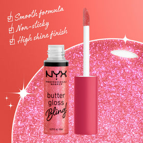 NYX Butter Gloss Bling Lip Gloss swatch on skin