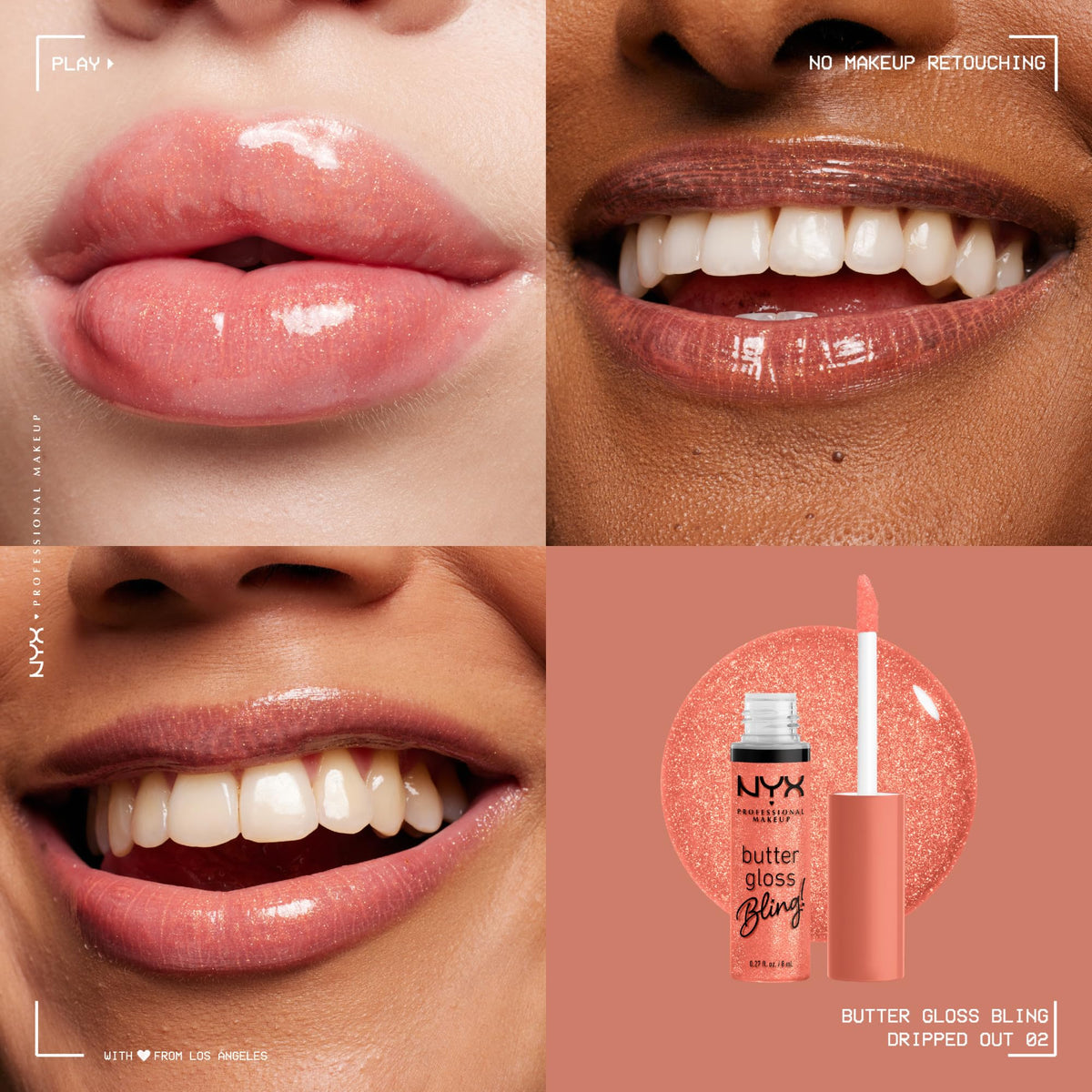 NYX Butter Gloss Bling Lip Gloss tube with doe foot applicator