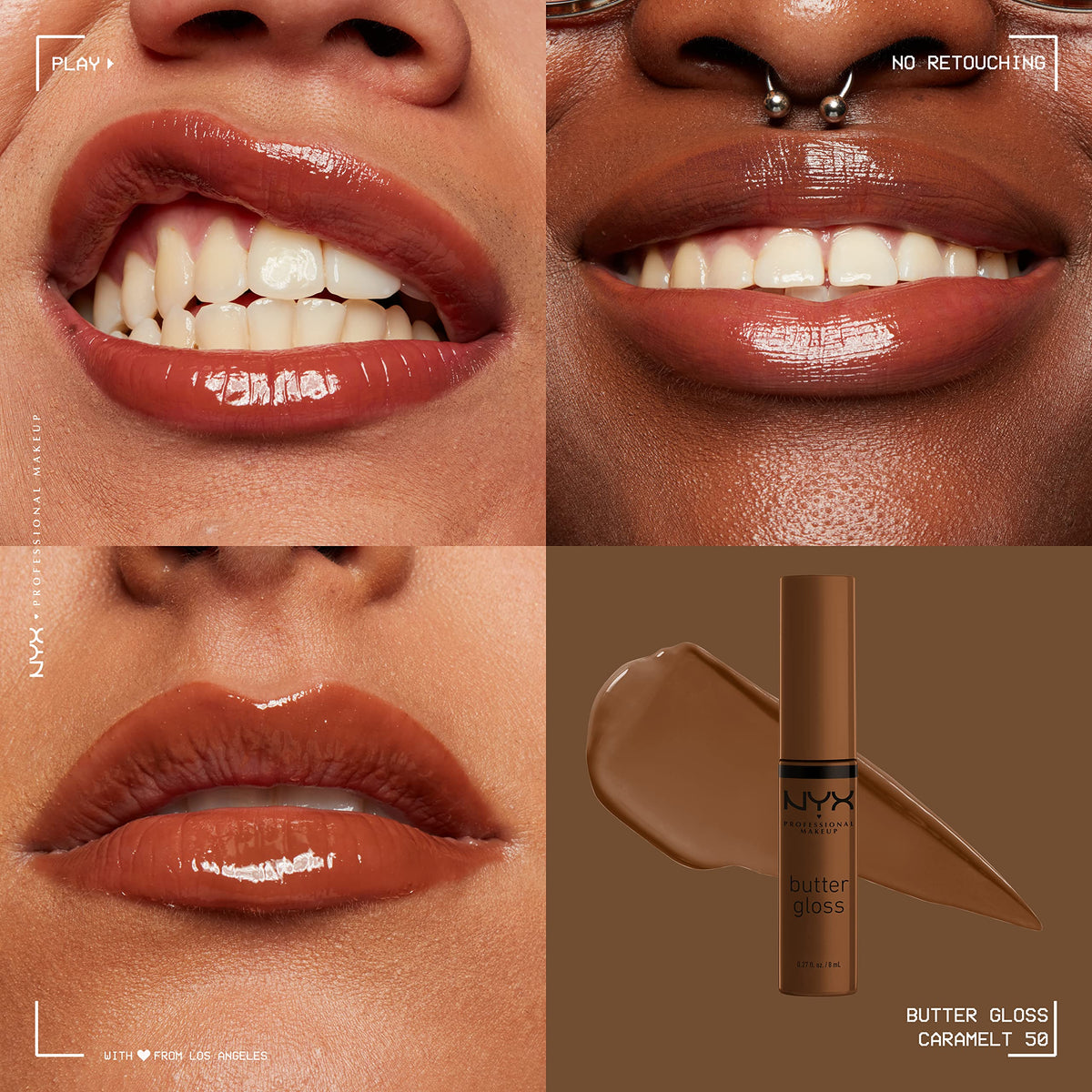 NYX Butter Gloss Brown Sugar applicator close-up