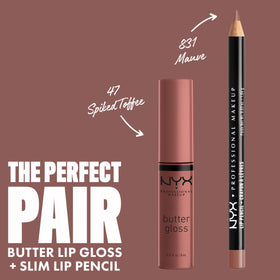 NYX Butter Gloss Brown Sugar on lips