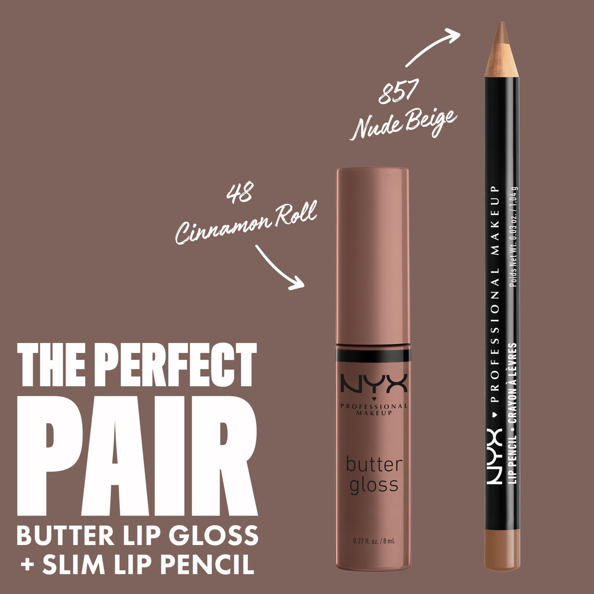 NYX Butter Gloss Brown Sugar on lips